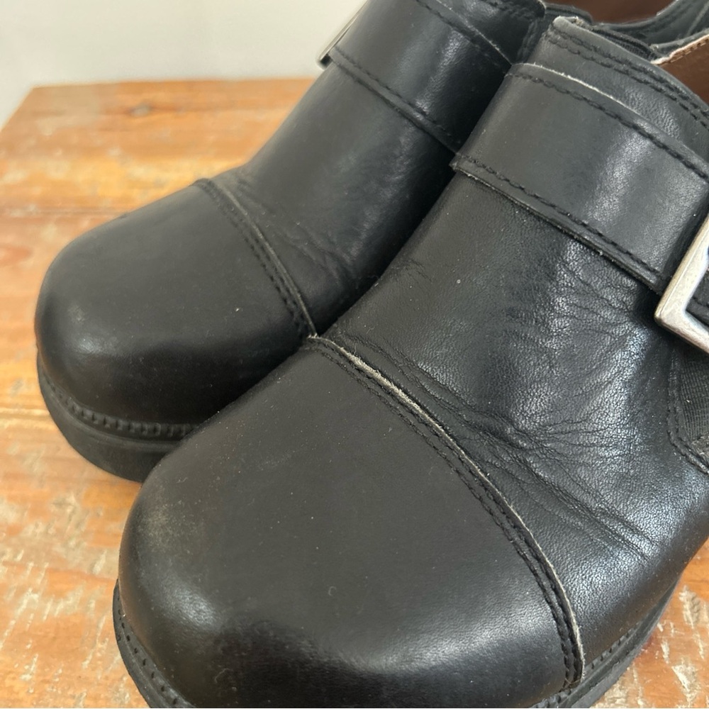 Harley Davidson Clogs Womens Size 7 Black Leather Slip On Shoes Biker Platform - Picture 12 of 13